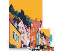 Rompecabezas de 1000 Piezas con diseño de Ciudad Europea Colorida,Juego Limpio y fácil de armar,Regalo Inteligente para Relajarse y Disfrutar de la Navidad (50x75cm)