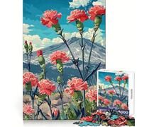 Rompecabezas de 1000 Piezas con diseño de claveles y montaña para Adultos Entrenamiento Mental, relajación y Ocio Corte láser Navidad (50x75cm)