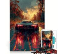 Rompecabezas de 1000 Piezas con diseño de Coche Aston Martin Negro,Piezas de Ajuste preciso,Juego cognitivo,Regalo Divertido y Acogedor,Escena navideña (38x26cm)