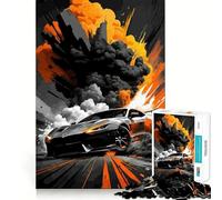 Rompecabezas de 1000 Piezas con diseño de Coche de Carreras y explosión para Adolescentes Ideal para estimular la Memoria, Relajarse y Disfrutar (50x75cm)