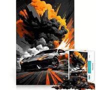 Rompecabezas de 1000 Piezas con diseño de Coche de Carreras y explosión para Adultos Juguete de lógica Mental Tiempo de relajación Corte Firme (38x52cm)
