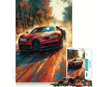 Rompecabezas de 1000 Piezas con diseño de Coche Deportivo Bugatti Rojo para Adolescentes Juguete Inteligente para Jugar en Interiores Corte preciso (38x26cm)