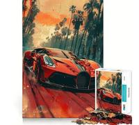 Rompecabezas de 1000 Piezas con diseño de Coche Deportivo Moderno Rojo para Adultos y Adolescentes Juguete de lógica sólida Divertido y silencioso Corte de precisión Elige tu Deseo de Papá Noel