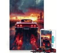 Rompecabezas de 1000 Piezas con diseño de Coche Deportivo Vintage Rojo para Adolescentes Juguete de lógica Tipo Tren Divertido y silencioso Corte Suave Un Regalo Encantador (38x52cm)