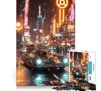 Rompecabezas de 1000 Piezas con diseño de Coche Retro en Neon City para Adolescentes Mejora la Memoria, es Informal, Relajante y Tiene Bordes precisos Un Regalo Elegante (50x75cm)