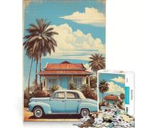 Rompecabezas de 1000 Piezas con diseño de Coche Vintage Cubano Juego práctico y estético para Entrenar tu Cerebro y Tus Manos con Piezas de Formas aleatorias Que encajan Perfectamente 38x52cm
