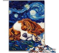 Rompecabezas de 1000 Piezas con diseño de Cocker Spaniel Inglés y Cielo Nocturno para Adolescentes Diversión en casa, Ideal para cumpleaños, Viajes (50x75cm)