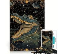 Rompecabezas de 1000 piezas con diseño de cocodrilo acuático ideal para adolescentes Juego que estimula la mente Encaja perfectamente sin huecos Actividad relajante para grupos en interiores (38x52cm)