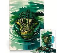 Rompecabezas de 1000 Piezas con diseño de cocodrilo en el Agua para Adultos Piensa,Entrena y Juega Cierre Seguro,sin Piezas Sueltas aliviar el estrés (38x52cm)