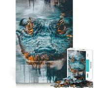 Rompecabezas de 1000 Piezas con diseño de cocodrilo en Primer Plano para Adultos Juego de Memoria y concentración Ajuste, Compacto y Divertido para Jugar en Familia (50x75cm)