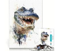 Rompecabezas de 1000 Piezas con diseño de cocodrilo Sonriente en Acuarela para Adultos Juguete de lógica Mental para aliviar la tensión Corte Firme 38x52cm