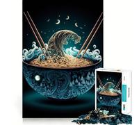 Rompecabezas de 1000 Piezas con diseño de Comida neón de Ramen Japan para Adolescentes Ideal para estimular la Memoria, Crear un Ambiente Tranquilo y Relajado (50x75cm)