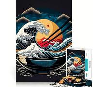 Rompecabezas de 1000 Piezas con diseño de Comida neón de Ramen japonés para Adolescentes, para Mejorar la Memoria, Relajarse y divertirse Diseño artístico con Corte nítido (50x75cm)