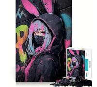 Rompecabezas de 1000 Piezas con diseño de conejita de Anime y Grafiti,Ideal para Adolescentes Juego Que estimula el Cerebro Encaje Huecos Actividad Relajante para Grupos en Interiores