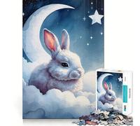 Rompecabezas de 1000 Piezas con diseño de Conejo Blanco Dormido sobre Nubes en Acuarela para Adolescentes Ideal para Recordar, Mejorar la Calma Mental y Crear Arte nítido y Coleccionable 50x75cm