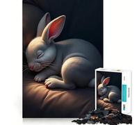 Rompecabezas de 1000 Piezas con diseño de Conejo Blanco durmiendo, Ideal para Adolescentes Juguete para desarrollar la lógica, Ligero y Relajante Corte preciso Regalo clásico 38x26cm