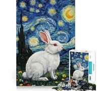 Rompecabezas de 1000 piezas con diseño de Conejo Blanco en la Noche Estrellada Juguete creativo para desarrollar la habilidad Componentes resistentes y de corte limpio Ideal para llevar de viaje Juego