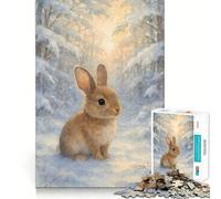 Rompecabezas de 1000 Piezas con diseño de Conejo en Acuarela en un Bosque Invernal Juego de Memoria para Adultos Componentes Resistentes y de Corte Limpio aliviar el estrés (38x26cm)
