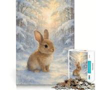 Rompecabezas de 1000 Piezas con diseño de Conejo en Acuarela en un Bosque Invernal para Adolescentes Actividad Divertida para estimular la Mente de Alta precisión y Que Proporciona un Descanso