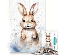 Rompecabezas de 1000 Piezas con diseño de Conejo en Acuarela para Adultos Juego Mental Pasatiempo en casa Bordes limpios Un Regalo Encantador (38x52cm)
