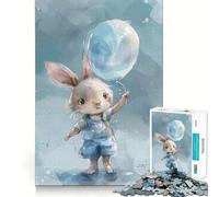 Rompecabezas de 1000 Piezas con diseño de Conejo en Acuarela y Globo para Adolescentes Juego Divertido y fácil de Usar Sin Huecos Actividad Nocturna Familiar (38x26cm)