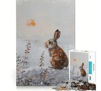 Rompecabezas de 1000 Piezas con diseño de Conejo en un Paisaje Invernal para Adolescentes Mejora la Memoria Suave y Relajante Corte Premium Regalo Sorpresa de cumpleaños (50x75cm)
