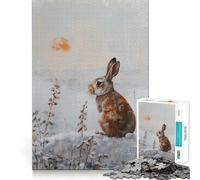 Rompecabezas de 1000 Piezas con diseño de Conejo en un Paisaje Invernal para Adultos Juguete para ejercitar la Mente y Relajarse Corte de precisión Regalo Elegante (38x26cm)