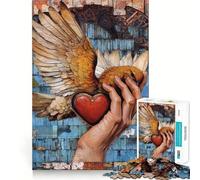 Rompecabezas de 1000 Piezas con diseño de corazón Alado en la Mano para Adultos Juego de estimulación Cerebral Encaje Huecos Actividad Relajante para un Descanso Mental (38x52cm)