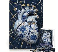 Rompecabezas de 1000 Piezas con diseño de corazón Roto y técnica Kintsugi para Adolescentes Estimulación Cerebral Entretenimiento Casual Corte Premium (38x52cm)