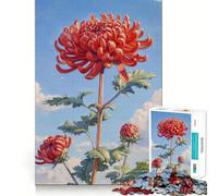 Rompecabezas de 1000 Piezas con diseño de crisantemo Rojo en Flor,decoración de Ajuste Perfecto,Regalo para ejercitar la Mente,Juego de Paz,Pieza de Arte navideña 50x75cm