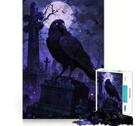 Rompecabezas de 1000 Piezas con diseño de Cuervo en una lápida para Adolescentes Juguete Inteligente para Jugar en Interiores Corte preciso (50x75cm)