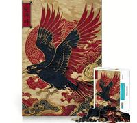 Rompecabezas de 1000 Piezas con diseño de Cuervo en Vuelo Estilo artístico japonés para Adolescentes Rompecabezas de lógica Clara Juguete Tiempo de Paz Corte Lista de Deseos de Santa Claus
