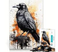 Rompecabezas de 1000 Piezas con diseño de Cuervos en Acuarela para Adolescentes Mejora la Memoria Suave y Relajante Corte Premium Regalo Sorpresa de cumpleaños (50x75cm)