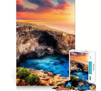 Rompecabezas de 1000 Piezas con diseño de Cueva Marina al Atardecer en Malta, Ideal para Adolescentes, estimular la Memoria, entretenerse en casa o armar una Imagen Un Regalo Encantador (38x26cm)