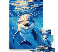 Rompecabezas de 1000 Piezas con diseño de delfín Sonriente bajo el Agua para Adultos Regalo Ideal para ejercitar la Mente y Relajarse Un Regalo Memorable 38x52cm