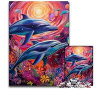 Rompecabezas de 1000 Piezas con diseño de Delfines, Ideal para Adultos, Ideal para Parejas, Navidad, Año Nuevo y San Valentín, 50x75cm/19,68x29,52 Pulgadas.