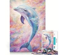 Rompecabezas de 1000 Piezas con diseño de Delfines juguetones para Adolescentes Mejora la Memoria Fácil de Usar Ideal para el Ocio Diseño de Pared con Corte Firme (38x52cm)