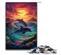 Rompecabezas de 1000 Piezas con diseño de Delfines psicodélicos para Adultos de Madera para Juegos Familiares (75 x 50 cm)