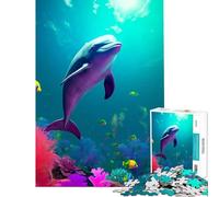 Rompecabezas de 1000 Piezas con diseño de Delfines y corales Ideal para Juegos educativos y para desarrollar la Paciencia el análisis y la lógica (Tamaño 38x52cm)