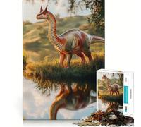 Rompecabezas de 1000 Piezas con diseño de Dinosaurio Parasaurolophus Junto al Lago para Adultos Juego para ejercitar la Mente y relajarla Bordes Afilados Regalo Premium (38x52cm)