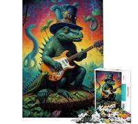 Rompecabezas de 1000 Piezas con diseño de Dinosaurio psicodélico y música Juego Educativo Juguetes didácticos Regalos para cumpleaños Decoración del hogar Tamaño 75x50cm