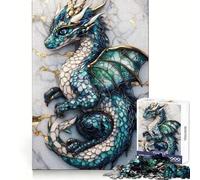 Rompecabezas de 1000 Piezas con diseño de dragón Azul sobre mármol para Adolescentes Ideal para Entrenar la concentración, Relajarse y Encontrar el Equilibrio Perfecto Un Regalo estupendo (38x26cm)
