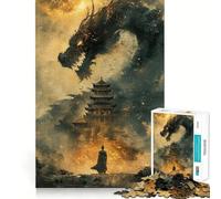 Rompecabezas de 1000 Piezas con diseño de dragón Chino Antiguo para Adultos,Ideal para Mejorar la Capacidad Mental Juego con Corte láser para un Ajuste Diversión Familiar Nocturna (38x26cm)
