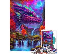 Rompecabezas de 1000 piezas con diseño de dragón colorido cascada y paisaje fantástico para adolescentes para la diversión familiar la interacción entre padres e hijos y como para cumpleaños y Navidad