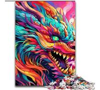 Rompecabezas de 1000 Piezas con diseño de dragón Colorido, desafiante, Ideal para familias y como Regalo Divertido. Diseño Abstracto Vibrante (26x38cm)