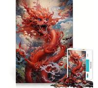 Rompecabezas de 1000 Piezas con diseño de dragón de Sangre,Corte preciso,Actividad de Juego Inteligente,Tiempo de Juego Tranquilo,Regalo de decoración de cumpleaños 38x52cm