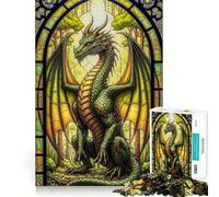 Rompecabezas de 1000 Piezas con diseño de dragón de vidrieras para Adolescentes Juego Inteligente para Relajarse y armar Patrones Lista de Deseos de Papá Noel 50x75cm