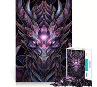 Rompecabezas de 1000 Piezas con diseño de dragón de vidrieras y Detalles galácticos para Adolescentes Juguete para ejercitar la Mente Ideal para Relajarse y Disfrutar del Arte Regalo Original