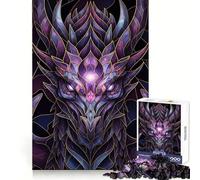 Rompecabezas de 1000 Piezas con diseño de dragón de vidrieras y Detalles galácticos para Adolescentes Juguete para ejercitar la Mente Ideal para Relajarse y Disfrutar del Arte Regalo Original