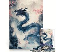Rompecabezas de 1000 Piezas con diseño de dragón en Flor de Cerezo para Adultos Fomenta la agudeza Mental y el Ocio Consciente Ajuste preciso (38x26cm)